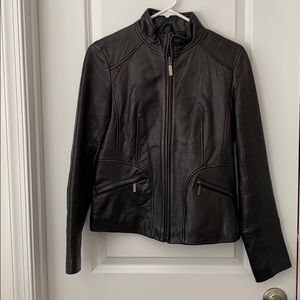 Calvin Klein black leather jacket size xs